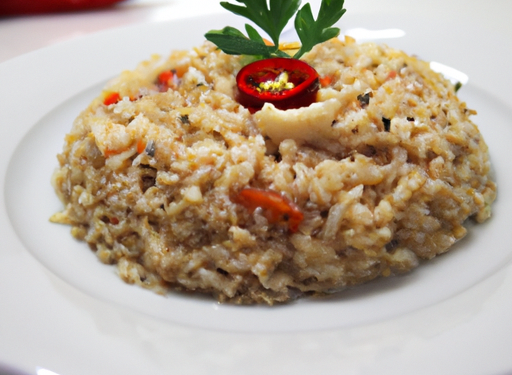 Risoto de Lula e Pimentão Vermelho