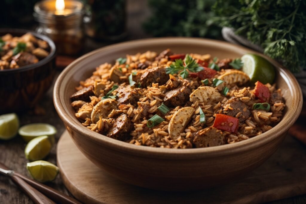 Jambalaya da Louisiana: Prato Picante com Frutos do Mar e Linguiça! 2 Jambalaya da Louisiana: Prato Picante com Frutos do Mar e Linguiça!