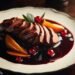 Magret de Pato ao Molho de Vinho Tinto e Frutas Vermelhas