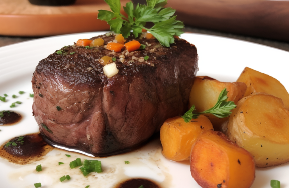 Filet Mignon ao Molho de Cogumelos Selvagens e Purê de Batata Trufado