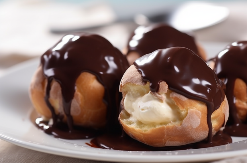 Profiteroles com Calda de Chocolate: Bombinhas Recheadas com Sorvete 1 Profiteroles com Calda de Chocolate: Bombinhas Recheadas com Sorvete
