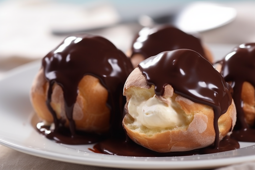 Profiteroles com Calda de Chocolate: Bombinhas Recheadas com Sorvete 2 Profiteroles com Calda de Chocolate: Bombinhas Recheadas com Sorvete